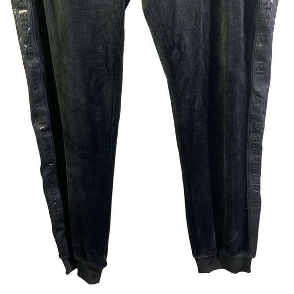 KARL LAGERFELD Black Velour Side Logo Jogger‎ Track Pants - NWT - Picture 7 of 16
